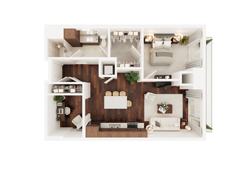 Floor plan for 1 bed, 1 bath, 785 sqft